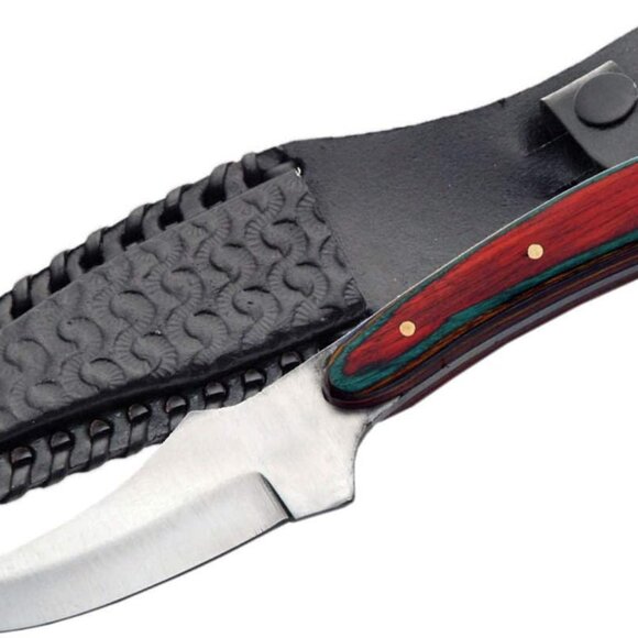 SZCO Full Tang Skinner Knife, Clip Point 3.75" Blade, Brown Handle with Sheath - Picture 2 of 7